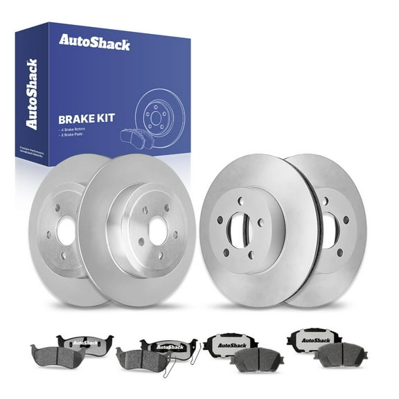 AutoShack Front Vented & Rear Solid Brake Rotors   Ceramic Pads 12-PC Brake Kit Replacement for 2003-2007 Jeep Liberty