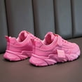 thumbnail image 4 of Ediodpoh Fashion All Seasons Children Sports Shoes Girls Flat Sole Thick Sole Non Light Lace up Hook Loop Solid Color Comfortable Casual Kids Shoes Hot Pink 11, 4 of 9