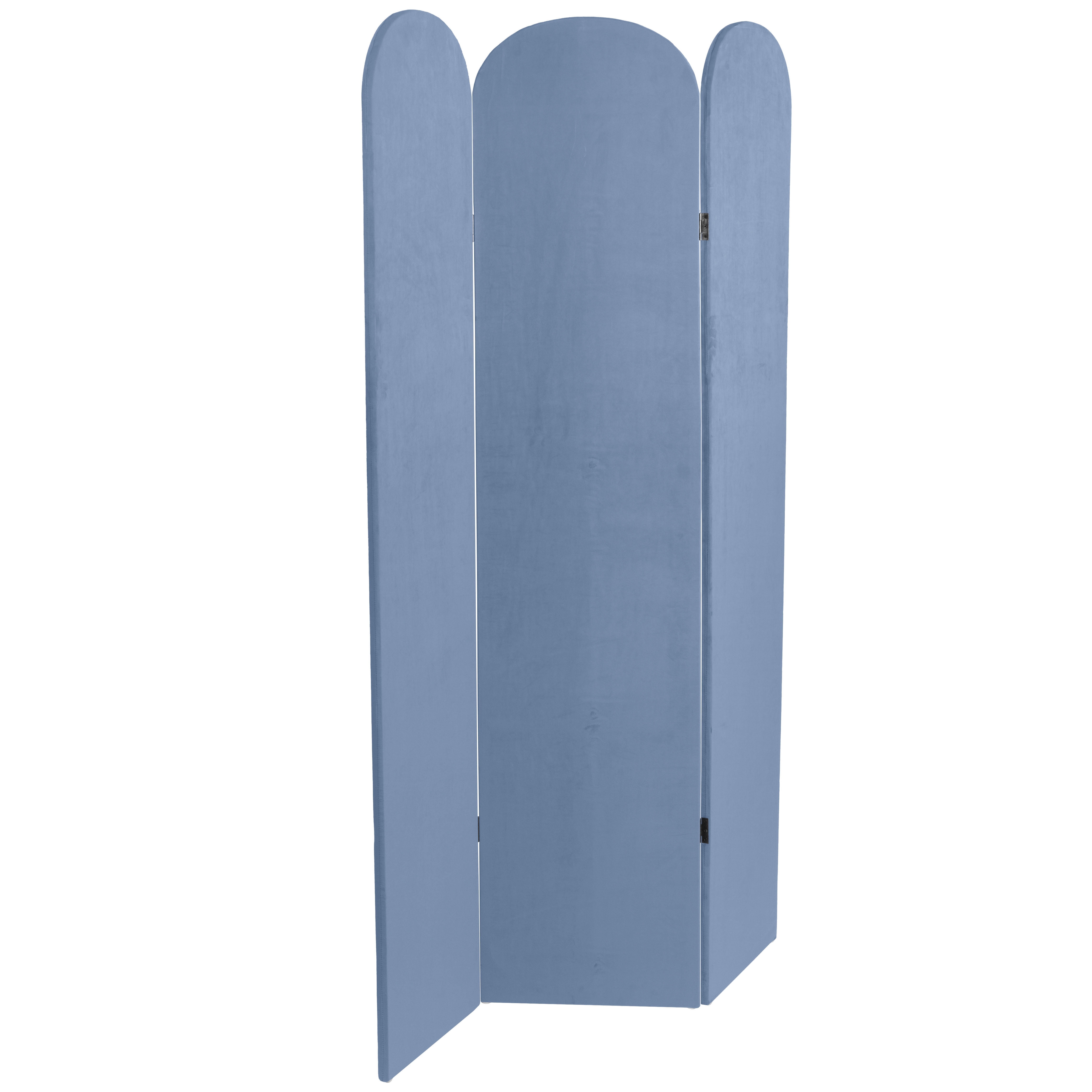 6 ft. Classic Arch Velvet Room Divider Blue 3 Panel