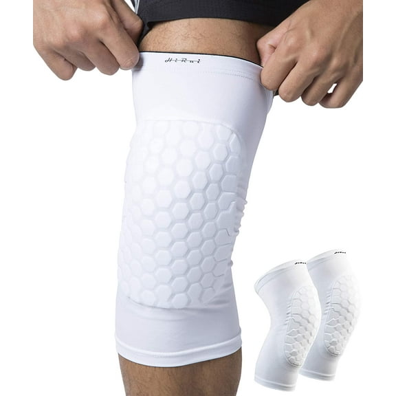Knee Pads for Kids Youth Adult, Basketball Baseball Knee Brace Knee Support, Collision Avoidance Kneepad Compression Knee Sleeve for Volleyball Football Cycling Running-1Pair (White, 2XL)