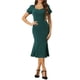 thumbnail image 2 of INSPIRE CHIC Vestidos Elegantes de Negocios para Mujeres con Escote Corazón, Manga Corta Abullonada, Vestido Midi Sirena L Verde Oscuro, 2 of 6