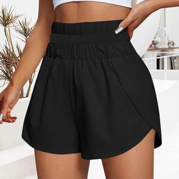 Running Shorts for Women with Liner High Waisted Lightweight Athletic Shorts with Pockets for Workout Gym Outdoor Black XL