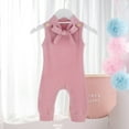 thumbnail image 2 of REORIAFEE Girls Boys Plus Size Jumpsuit Bodysuit Sleeveless Onesies Crewneck Cotton Rompers with Headband Jumpsuit Bodysuits Solid Color Overall Size 100 Pink, 2 of 9