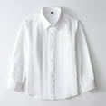thumbnail image 2 of Quealent Big Boy's School Uniform Long Sleeve Button Down Cotton Oxford Shirt White,7-8 Years, 2 of 5