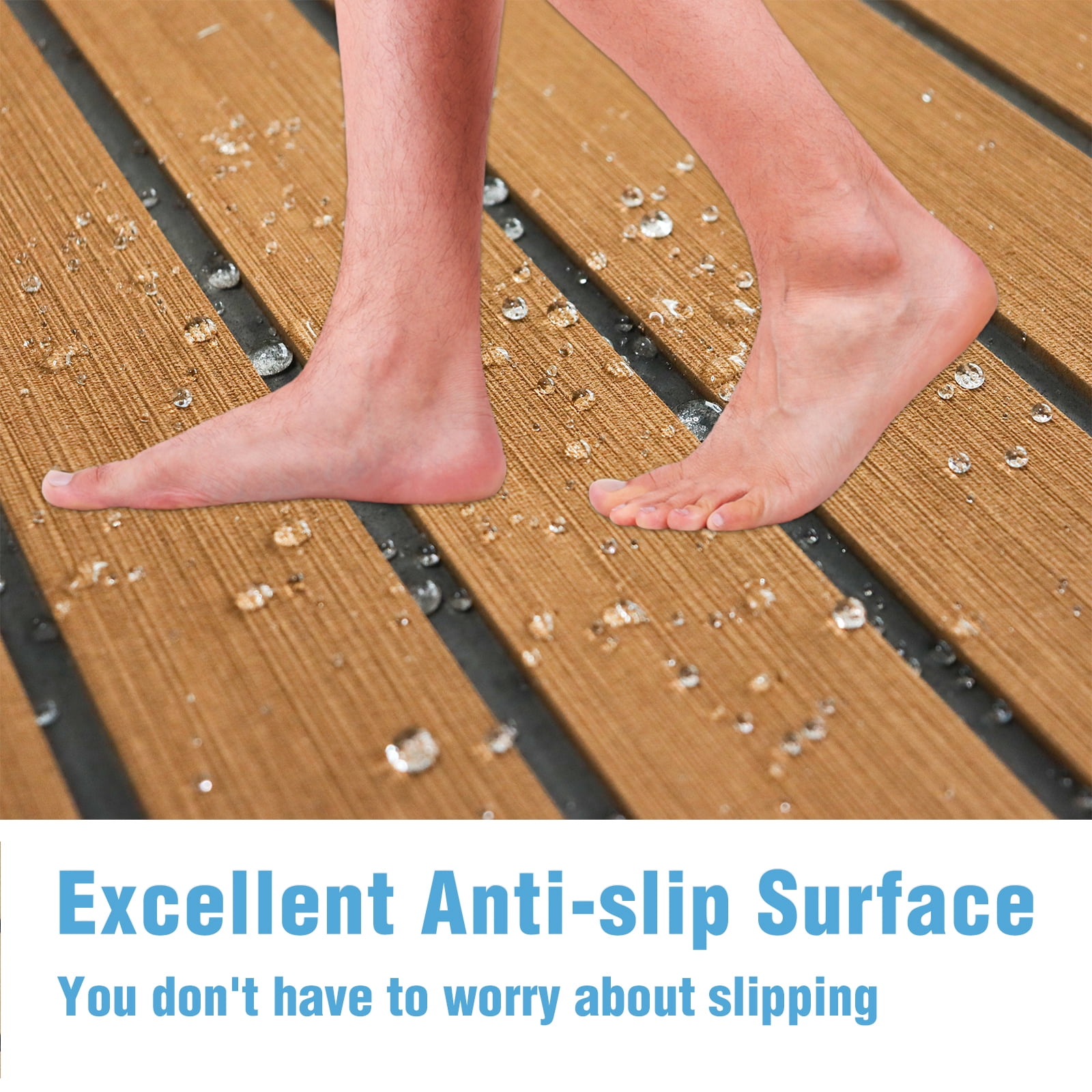 Boat Flooring EVA Foam Boat Decking Marine Mat Non-Slip Self-Adhesive Flooring Sheet for Motorboat Kayak Surfboard Garden Swimming Pools, 94.5" x 35.4"
