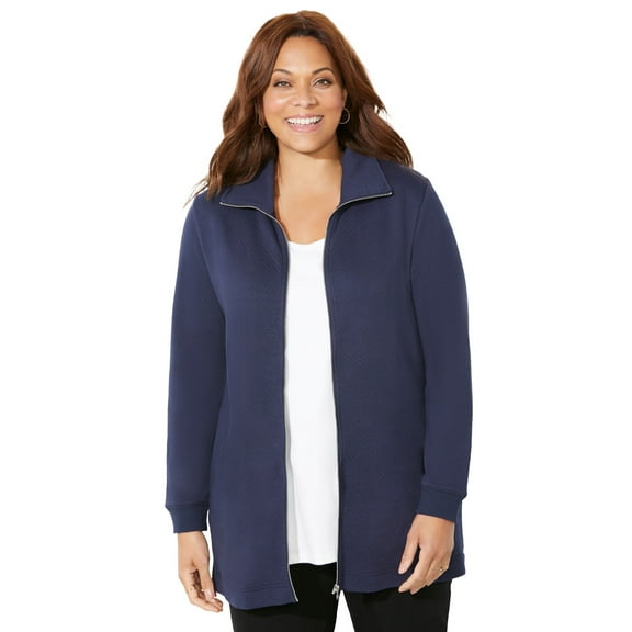 Catherines Women's Plus Size Quilted Knit Jacket