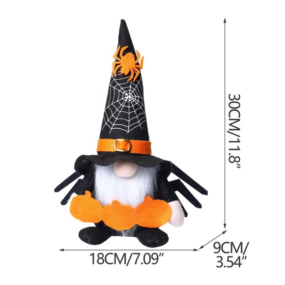 Halloween Gnome Figurine Faceless Doll Decor With Cobweb Spider Design For Holiday Display