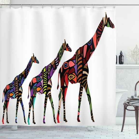 Ambesonne Zoo Shower Curtain, Giraffes, 69"Wx70"L, Multicolor