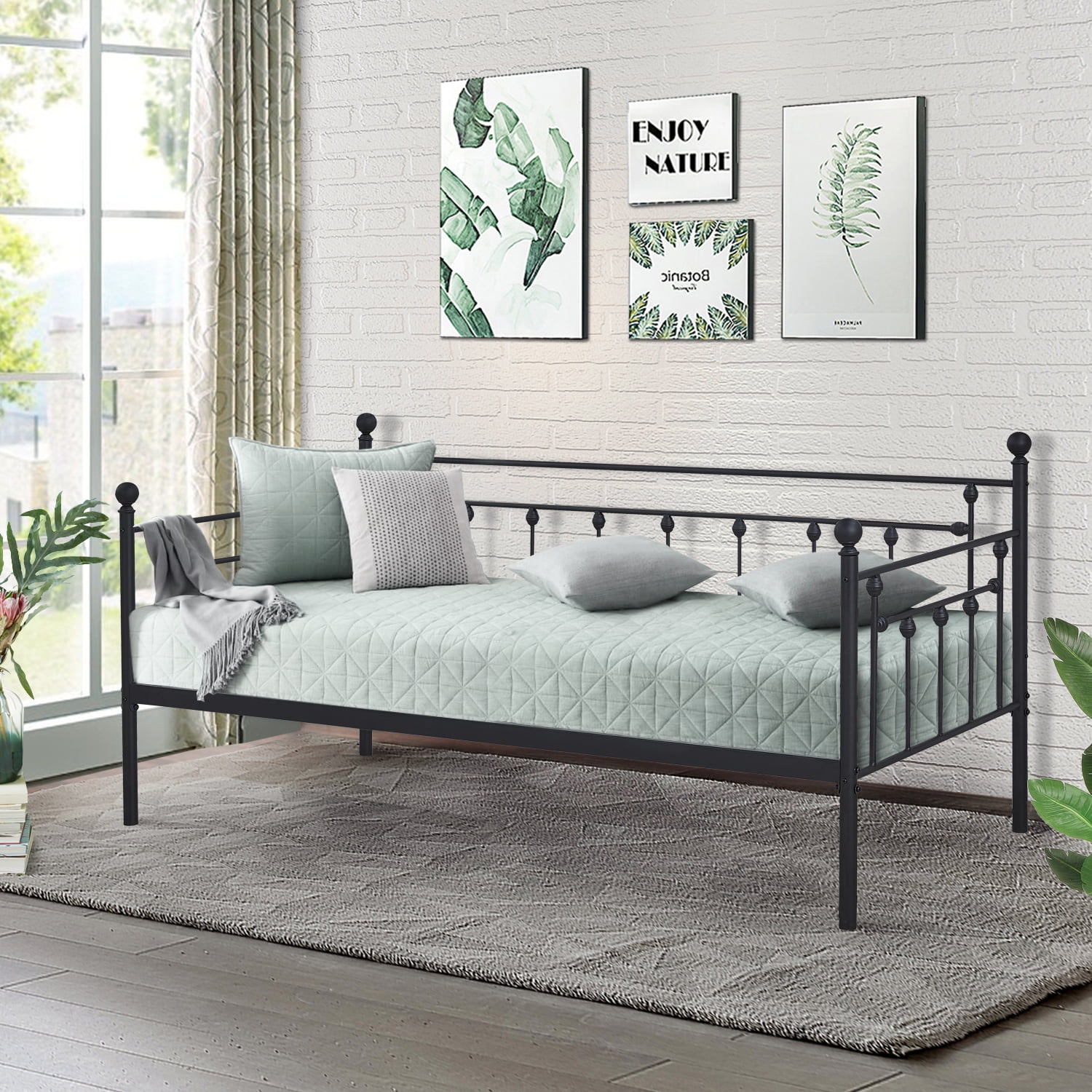 Metal Daybed Frame With Under-bed Storage，Twin Size,Black - Walmart.com