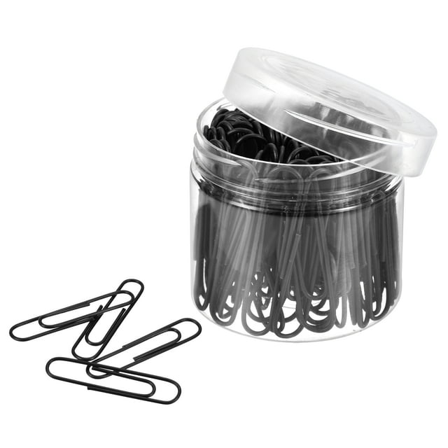 Unique Bargains Paper Clips 2 Inch Vinyl Coated with Box for Office Home Black Count 100