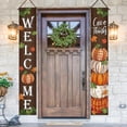 thumbnail image 5 of lijoe Thanksgiving Give Thanks Porch Banner Sign, Fall Pumpkin Patch Maple Leaves Front Door Decorative Hanging Welcome Banner Flag, Autumn Buffalo Plaid Farmhouse Decoration Home Outdoor Yard Decor, 5 of 6