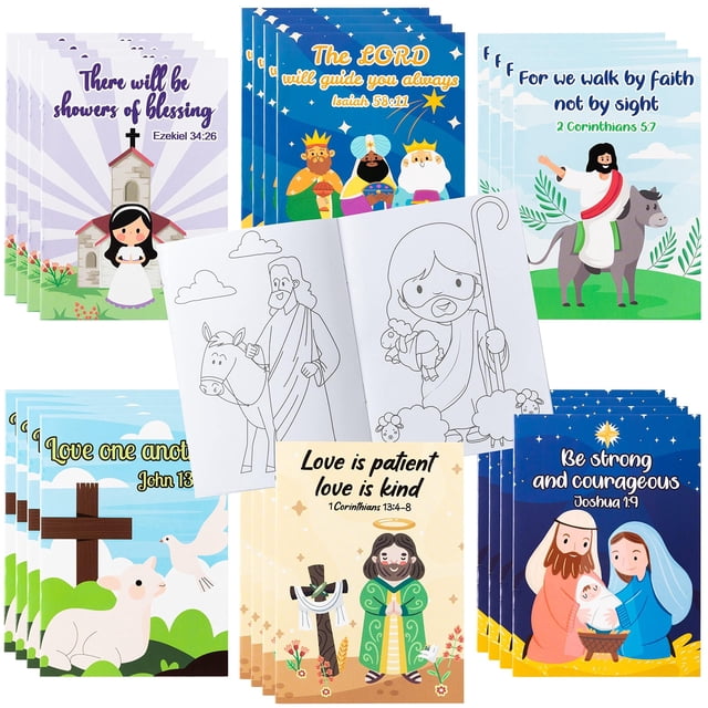 Libro para colorear ANGOLIO Christian Bible para niños, 24 piezas
