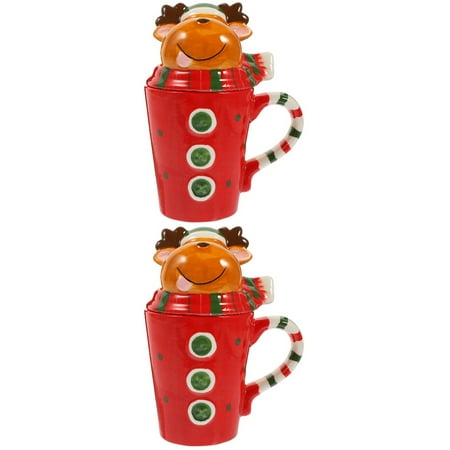 

2 Count Drinking Glasses Decor Christmas Water Mug Ceramic Decorative Cute Ceramics Office
