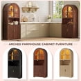thumbnail image 7 of Conate 70" Tall Arched Kitchen Pantry Cabinet with LED Light, Fluted Storage Cabinets with Stemware Rack, Glass Doors for Dining Room & Living Room, 7 of 7