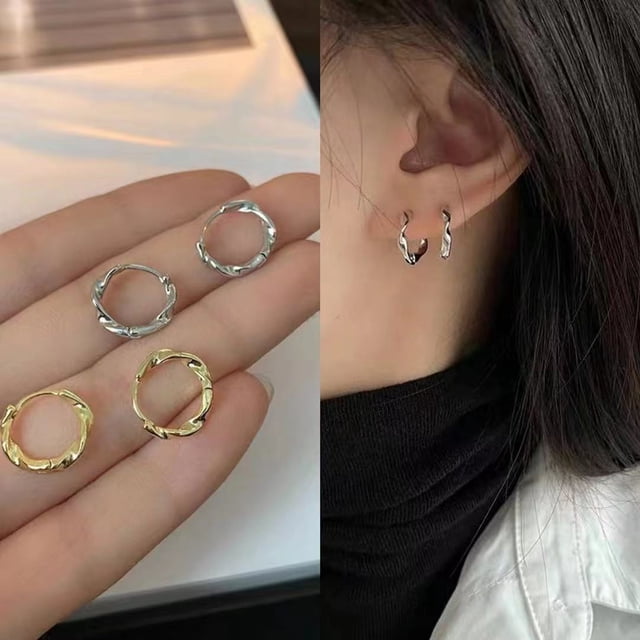 Elegantes pendientes de aro pequeños retorcidos para mujer, diseño de nicho de moda, pequeños pendientes con forma de anillo, accesorios sencillos para las orejas