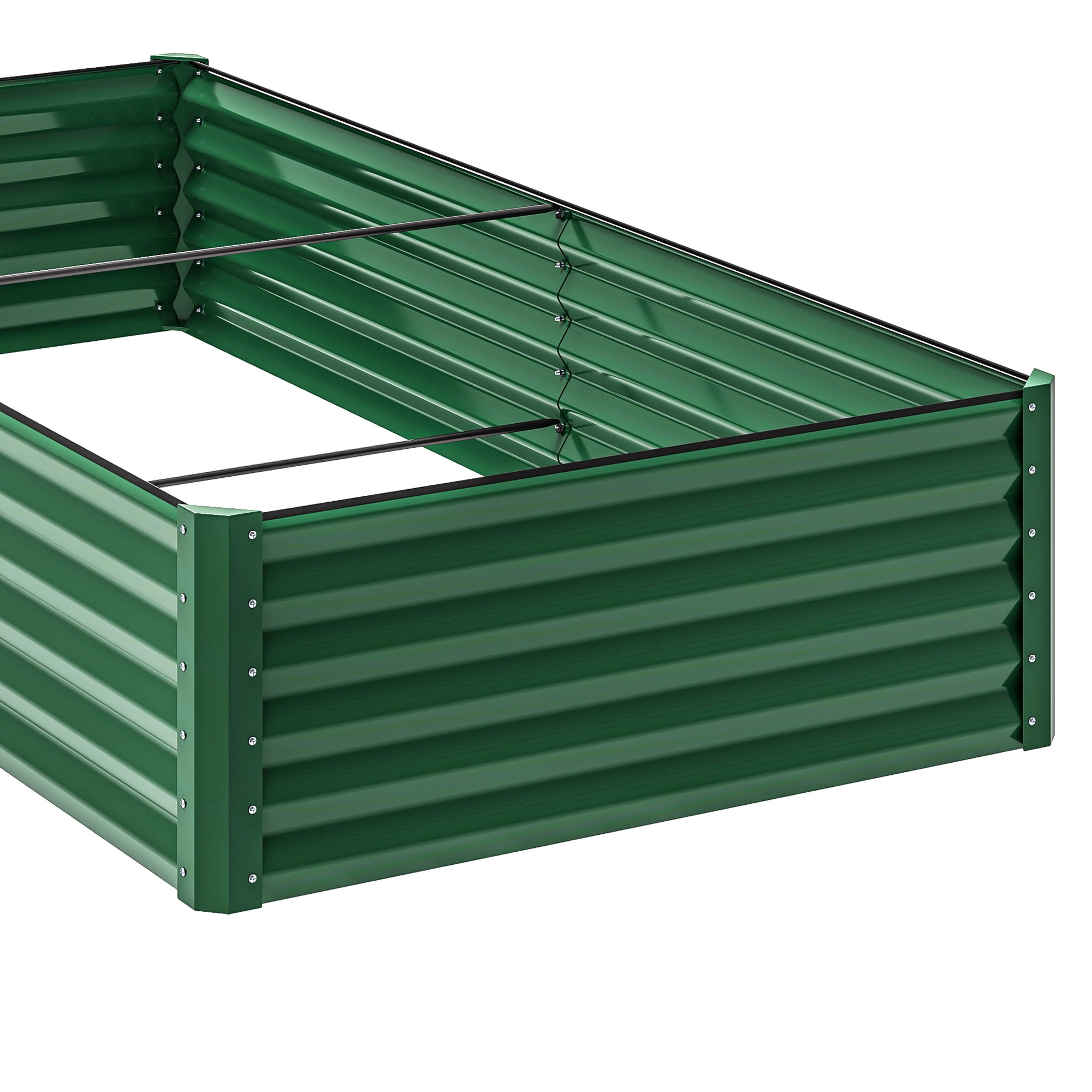 Uforic 2 Pack 8x4x1.5 ft Green Galvanized Raised Garden Bed Kit, Metal Planter Box with Gloves, Ground Nails & Support Rod, Outdoor Above-Ground Planter for Plants, Vegetables, and Flowers