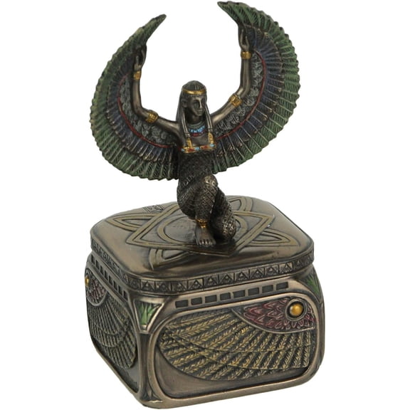 Veronese Design Egyptian Goddess Isis Square Trinket Box Resin Sculpture Bronze Finish 4 3/4 In