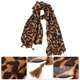 thumbnail image 5 of EeaseMX Bufanda larga de estilo femenino, chal de algodón doble, regalo, bufanda de leopardo, color café, 5 of 7