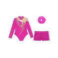 thumbnail image 4 of TTAO Girls Gymnastics Leotard Kids Long Sleeve Sports Unitard with Shorts and Hairband for Gym Dance B Hot Pink 16, 4 of 5