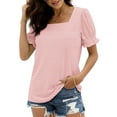 thumbnail image 3 of UVN Square Neck Tops for Women Summer Puff Short Sleeve Shirts Dressy Casual Tunic Blouses, 3 of 8