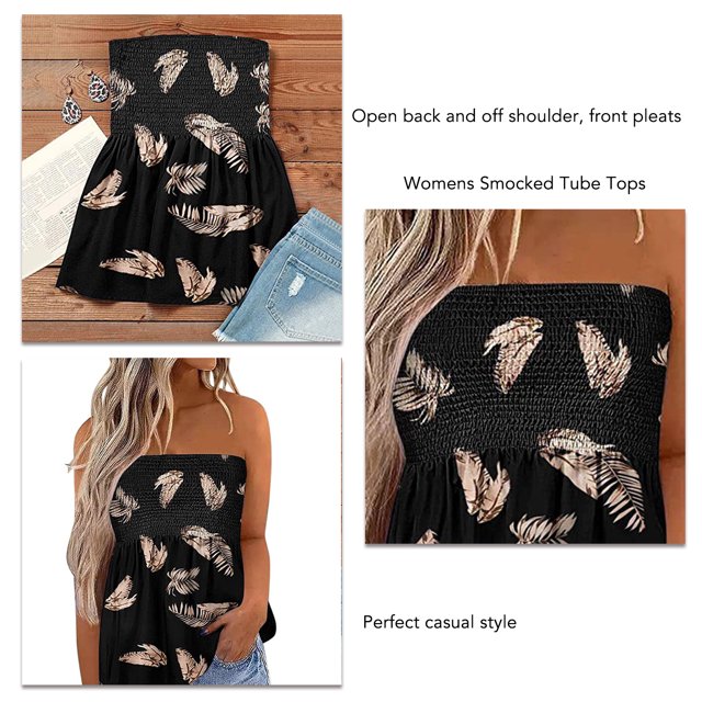 Tops de tubo fruncidos para mujer tops de tubo fruncidos top bandeau sin tirantes tops elegantes de verano tops ropa de mujer Tops de tubo fruncidos para mujer Bandeau sin tirantes ANGGREK Otros