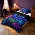 thumbnail image 2 of Manfei Neon Dinosaur Wildlife Twin Comforter Sets,Gothic Cloud Stars Bedding Set,Blue Pink,Black Reversible,2pcs,1 Comforter and 1 Pillowcase, 2 of 7