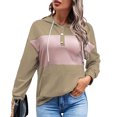 thumbnail image 1 of Sudaderas con Capucha para Mujer con Botones en Contraste de Color Diseño de Empalme Suave y Transpirable Sudadera con Capucha para Mujer con Bolsillo para Trabajo de Fiesta Caqui S, 1 of 6
