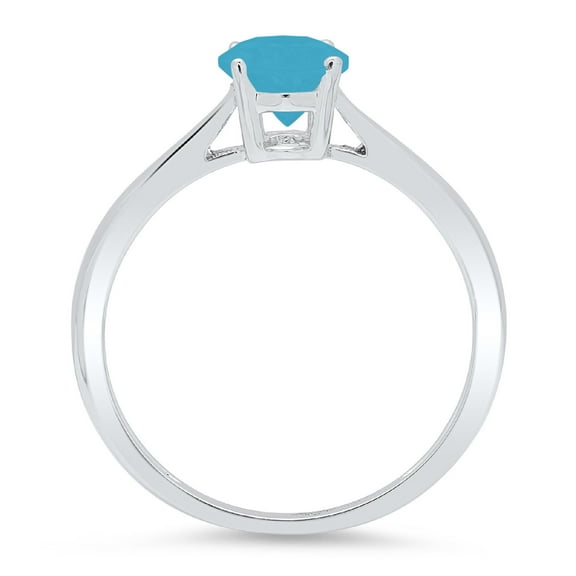 1 ct Oval Cut Simulated Turquoise Solitaire Engagement Ring for Women in 18K White Gold