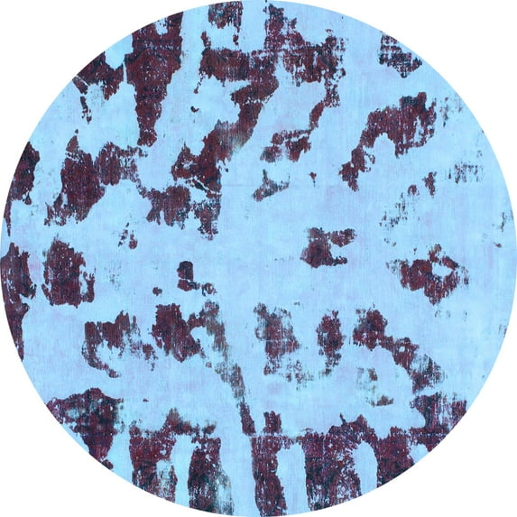 Ahgly Company Indoor Round Abstract Light Blue Modern Area Rugs, 3' Round