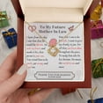thumbnail image 4 of Future Mother In Law - Love Knot Necklace - White/Yellow Plated - Message Card & Gift Box, 4 of 5