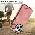 thumbnail image 7 of Dteck for iPhone 11 Pro Max Case with Card Holder, Retro PU Leather Wallet Case with Rotating Ring Kickstand, Slim Back Protective Cover Case for iPhone 11 Pro Max,Pink, 7 of 7