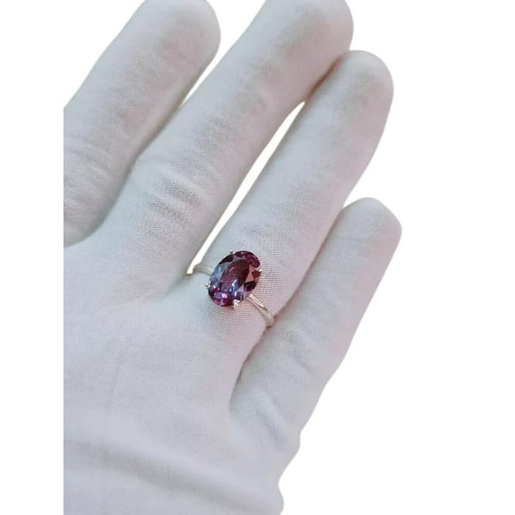 Natural Alexandrite Ring, AAA Alexandrite Gemstone Ring, June Birthstone, Designer Ring, Women Ring, Gold Micron, 925 Sterling Silver, Cluster Ring, Minimalist Stacking jewelry, Anniversary Gift Ring