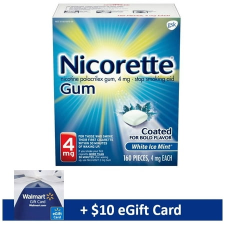 Nicorette 4mg Ice 160ct Gum with FREE $10 E Gift Card