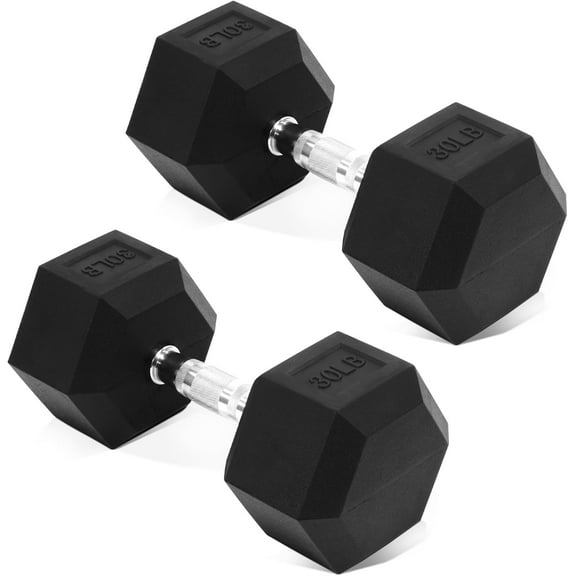 Hex Dumbbells Rubber Coated Hand Weights Pairs for Exercises and Fitness, Pairs
