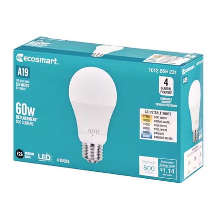Ecosmart A19 60- Watt Selectable color