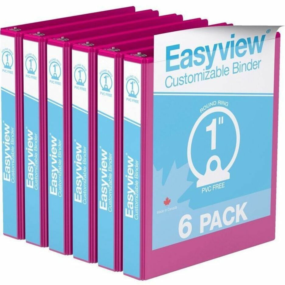 Davis Group Easyview Premium, Round Ring, Customizable, View Binder, 6 Pack (Pink, 1")