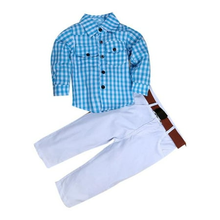 

1Set Kids Baby Boys Long Sleeve T-Shirt Tops+Trousers+Belt Clothes Outfits