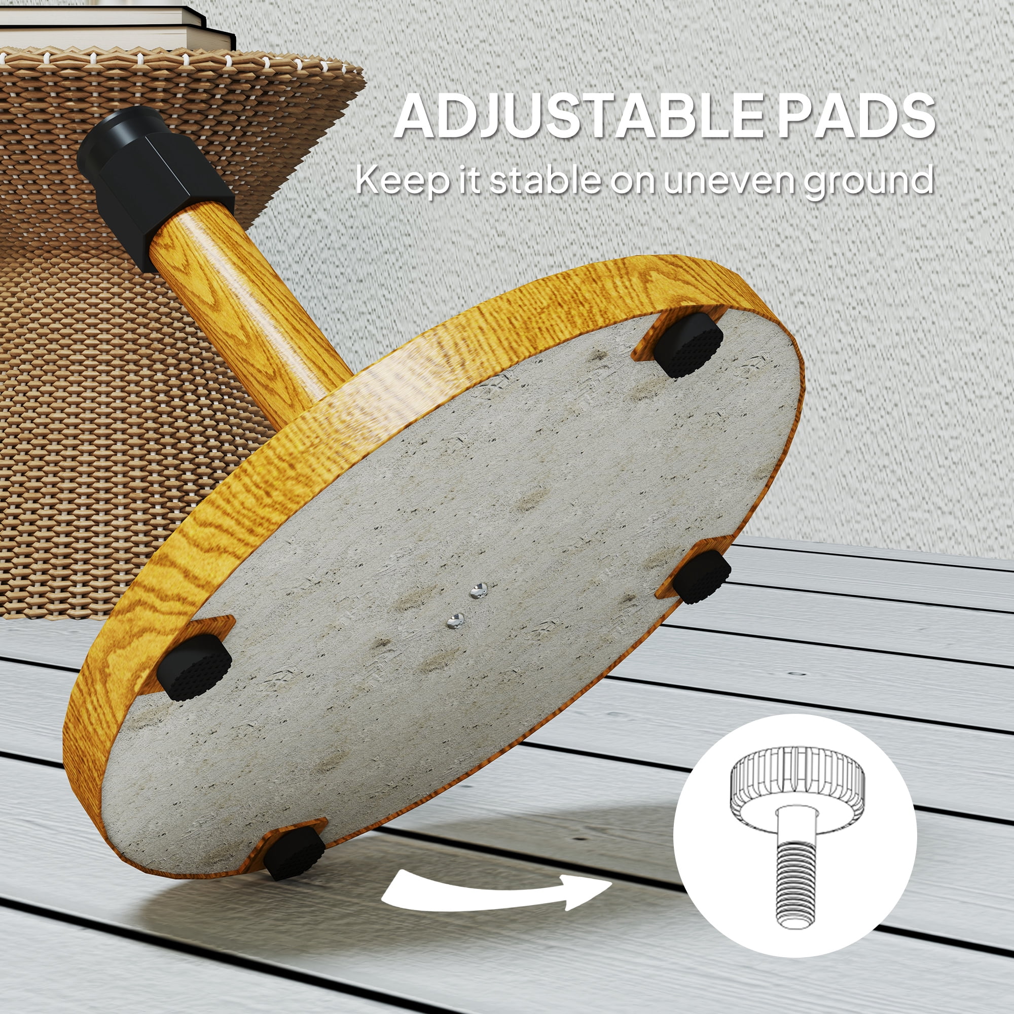 Homiyad Patio Umbrella Base Holder, Outdoor Umbrella Base with Wheels, Heavy Duty Patio Umbrella Stand Base for Garden, Poolside, Nature Wood