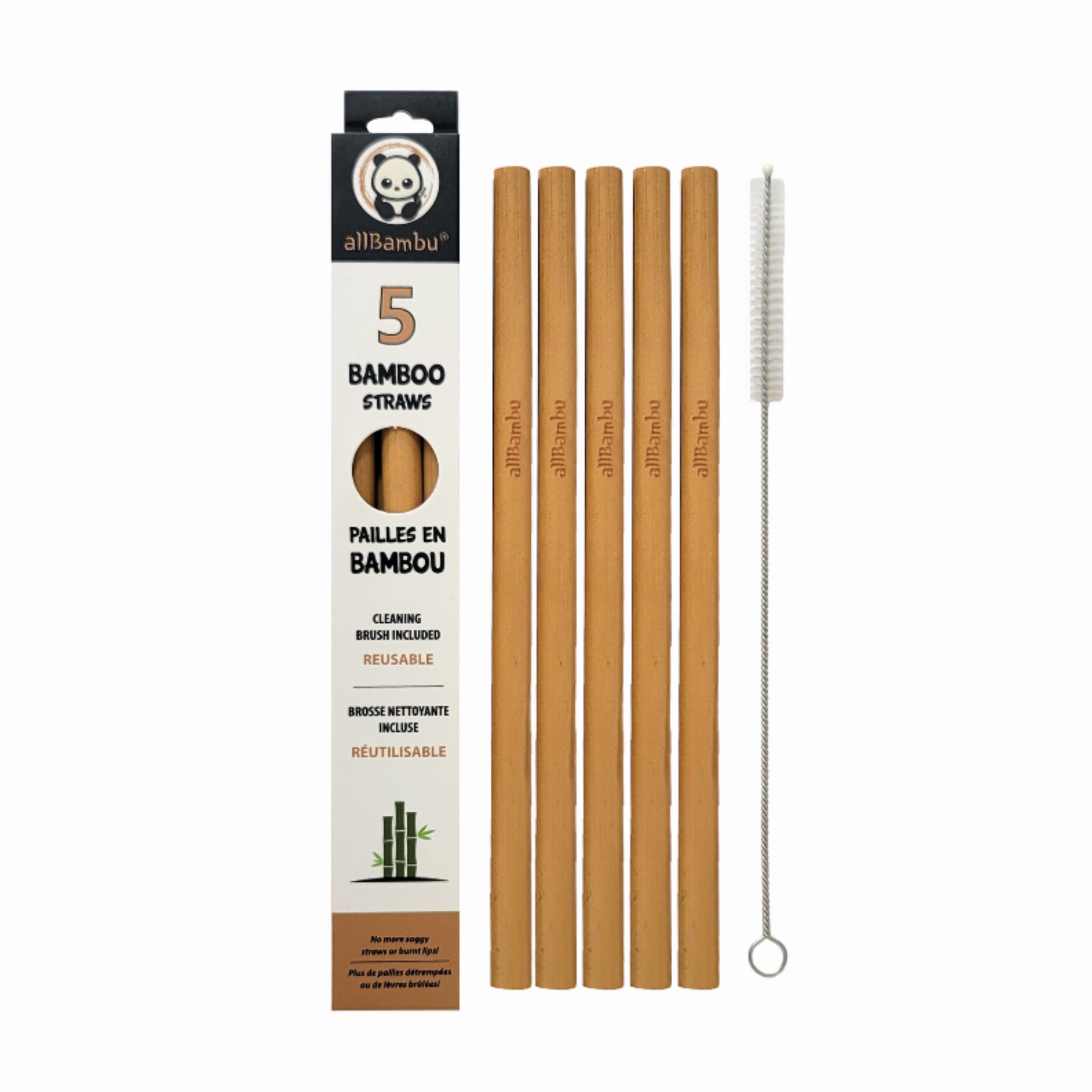 5 Pack Bamboo Straws