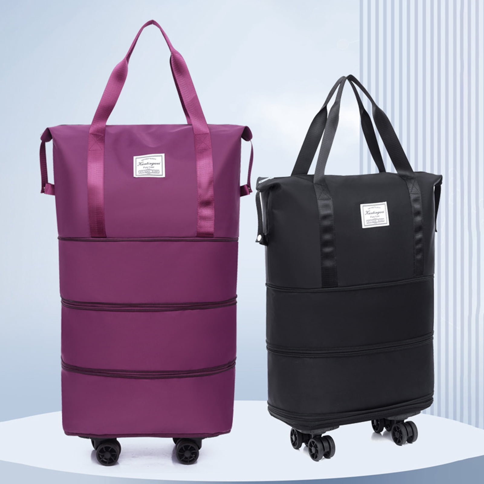 Callipe Luggage Bag with Multiple Compartments Large Capacity Waterproof Tear-Resistant Expandable Duffel with Removable Wheels
