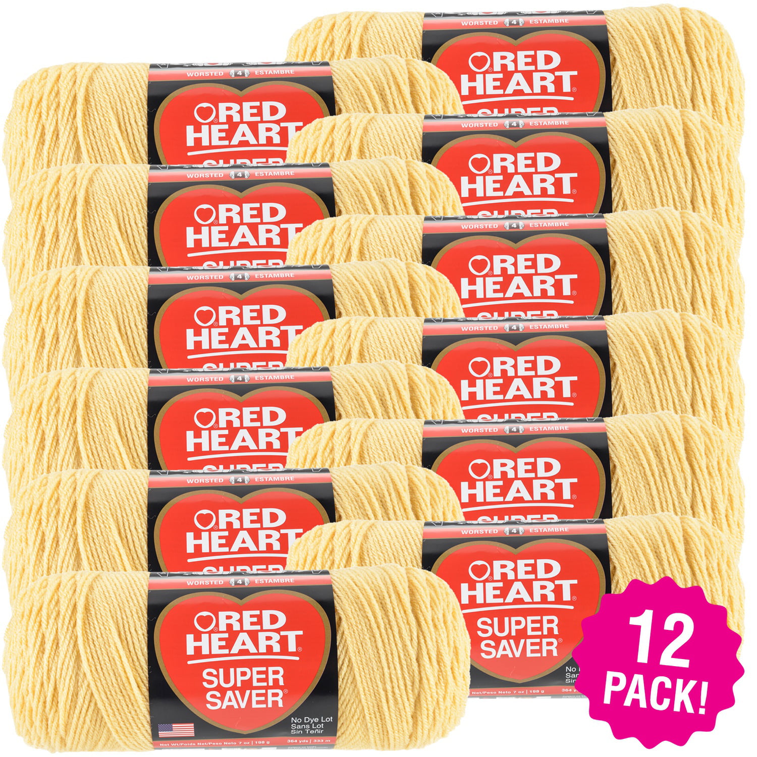 611 Deep Yellow Red Heart Latch Hook Bulky Rug Yarn 320 Pieces 