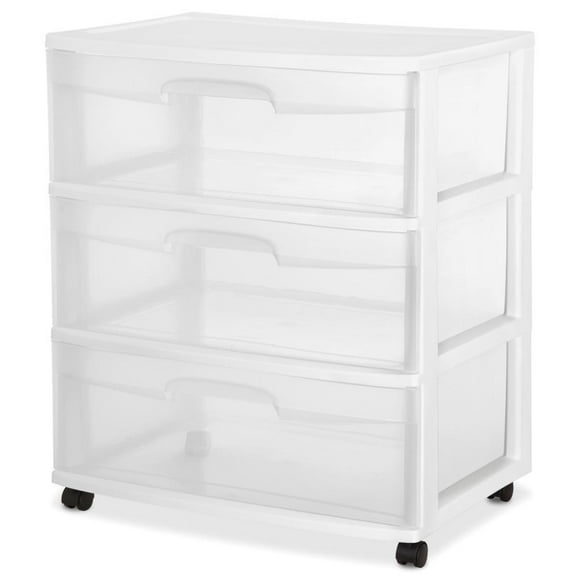 Cajonera Sterilite Grande con 3 Cajones con Ruedas Blanca