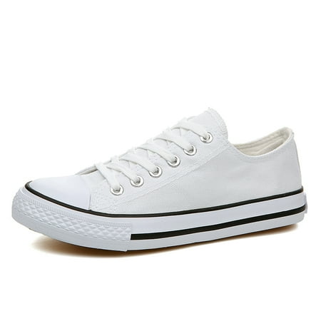 

Men‘s Low Top Canvas Sneakers Plain Color Non-slip Comfortable Casual Lace Up Shoes For Outdoor
