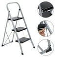 thumbnail image 3 of ZenSports Folding 3 Step Steel Ladder Max.300lbs Step Stool Anti-Slip Pedal, Gray, 3 of 10