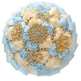 thumbnail image 4 of Bridal Brooch Bouquet with Rhinestones - Gold and Blue Satin Rose Wedding Bouquet for Bride, Bridesmaids, Quinceanera, Toss Ceremony and Special Occasions, 4 of 6