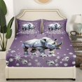 thumbnail image 3 of Erosebridal Wildlife Rhinoceros Bed Sheets Set Full Size For Kids,Bling Sequin Print Bedding Full Size,Crystal Room Decorative,Breathable,4pcs, 3 of 7