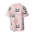 thumbnail image 2 of Vsdgher Cute Cartoon Panda Print Men's Wrinkle Free Untucked Cuban Shirt Business Casual Button Down Shirts Short Sleeve Shirt, 2 of 7