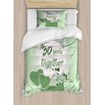 thumbnail image 1 of Quote Duvet Cover Set Twin Size, 30 Years Together Phrase in a Stamp Design Pasten Green Shades Vintage, Decorative 2 Piece Bedding Set with 1 Pillow Sham, Pale Green and White, by Ambesonne, 1 of 3