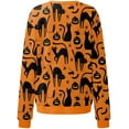 thumbnail image 3 of Sweatshirt d'Halloween pour Femmes Imprimé Citrouille et Chat Manches Longues Col Rond Graphique Pull Décontracté d'Automne, 3 of 4