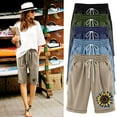 thumbnail image 2 of QATAINLAV Linen Shorts for Women Summer Casual Drawstring Knee Length Bermuda Shorts 4th of July Sunflower Print Beach Shorts with Pockets Limited Time Sale Black XXL, 2 of 4